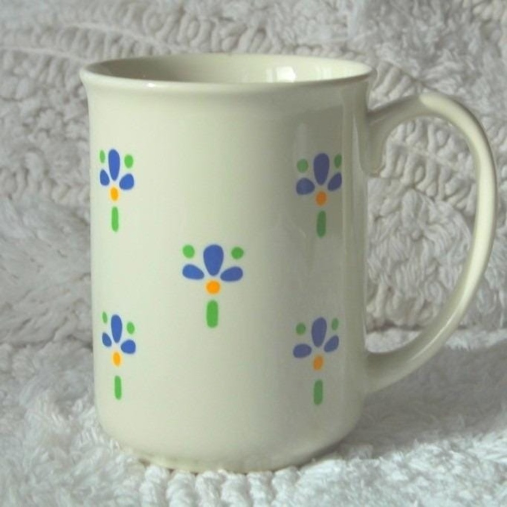 Scandinavian Mug Blue Green Floral Pattern Coffee Tea Cup Scanda